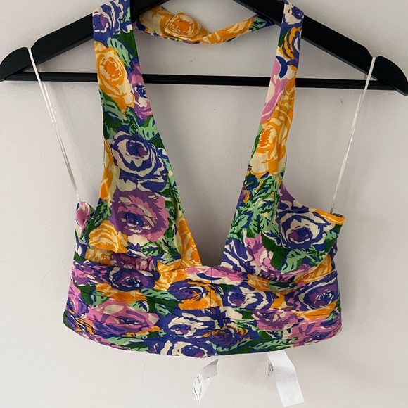 NWT Zara floral cropped Halter top - Picture 4 of 6